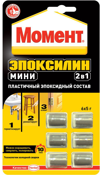 Монтажный клей Момент Клей эпоксидный Момент "Эпоксилин 2 в 1 Мини", 30 ...