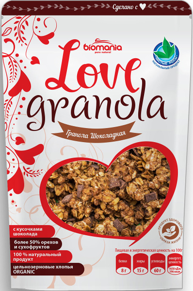 Гранола ШОКОЛАДНАЯ 360гр. "Love Granola" мюсли без сахара, суперфуд ...