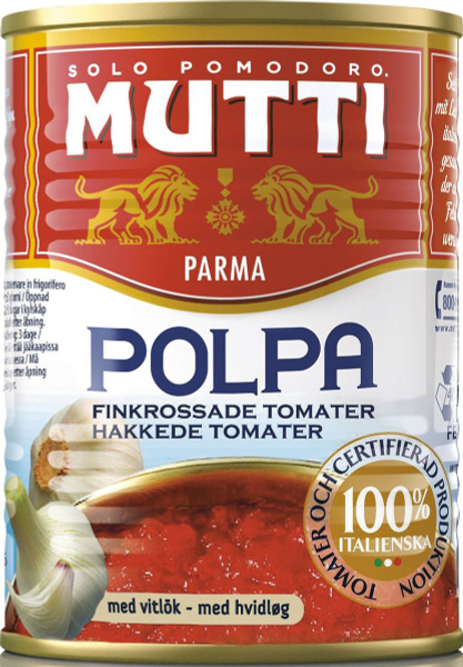 Томаты Mutti резаные кубиками в томатном соке с чесноком, 400 г ...