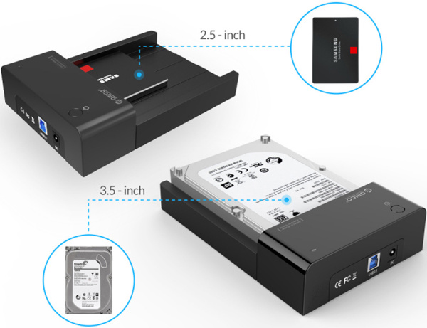 Док-станция для HDD/SSD 2,5"/3,5" ОРИКО 6518US3-BK, 1 слот, черный ...