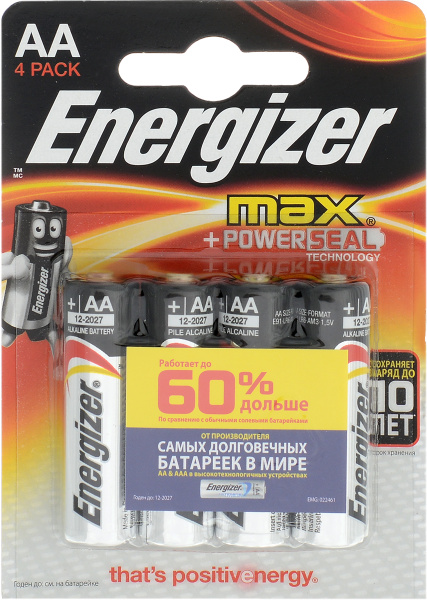 Батарейки Energizer Max AA пальчиковые щелочные (алкалиновые) LR6, 1.5V ...