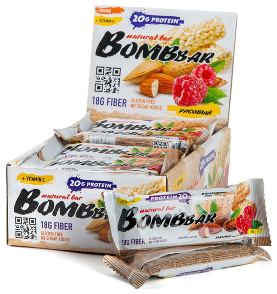 Батончик протеиновый "Bombbar", рисовый, 20 шт х 60 г - купить с ...
