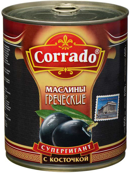 Corrado маслины супергигант с косточкой, 820 г - купить с доставкой по ...