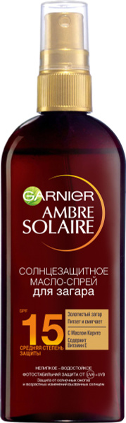 Garnier Солнцезащитное водостойкое масло-спрей для загара Ambre Solaire ...
