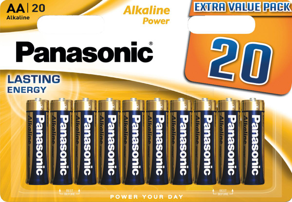 Батарейки щелочные Panasonic Alkaline Power, тип AA, 1.5В, 20шт ...