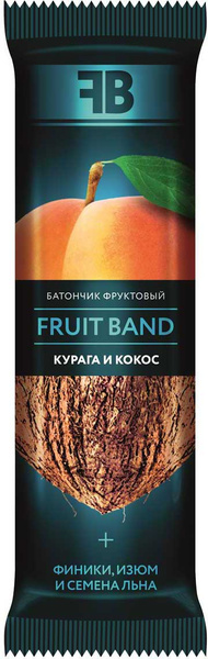 Фруктовый батончик Fruit Band с курагой, кокосовой стружкой и семенами ...