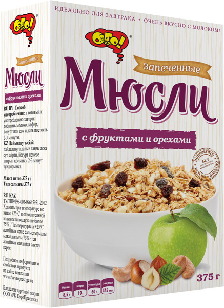 Ого! Мюсли запеченные с фруктами и орехами, 375 г - купить с доставкой ...
