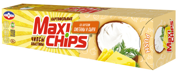Maxi-chips Чипсы картофельные со вкусом сметаны и сыра, 25 шт по 50 г ...