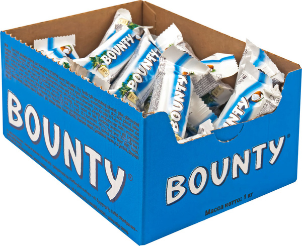 Конфеты шоколадные батончики Bounty Minis, 1 кг / Кокос, шоколад ...