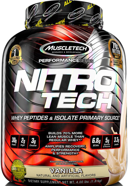 Протеин MuscleTech "Nitro Tech 4 lb", ваниль, 1,8 кг - купить с ...