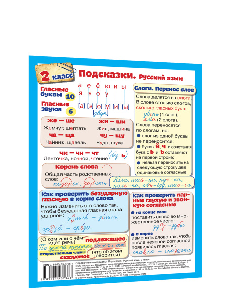 Справочные таблицы по русскому языку Справочные материалы. Подсказки. Русский язык. 2 класс - купить с доставкой по в