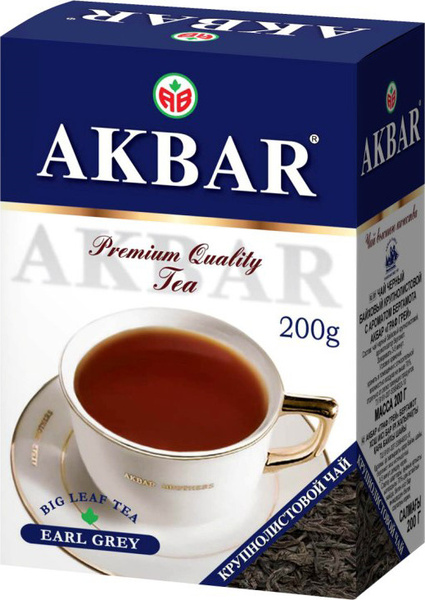 Черный чай Akbar "Граф Грей", с ароматом бергамота крупнолистовой, 200 ...