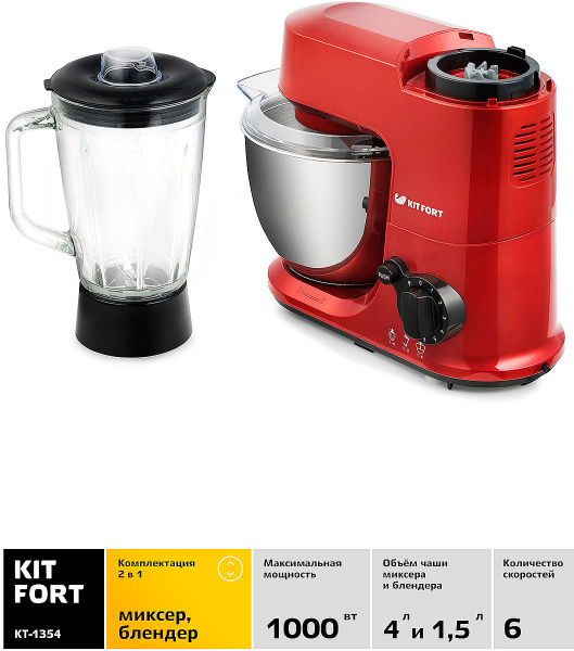 Стационарный Миксер Kitfort КТ-1354 «2 в 1», 1200 Вт - купить по низким ...