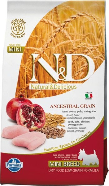 Сухой низкозерновой корм Farmina N&D Ancestral Grain Dog mini для ...