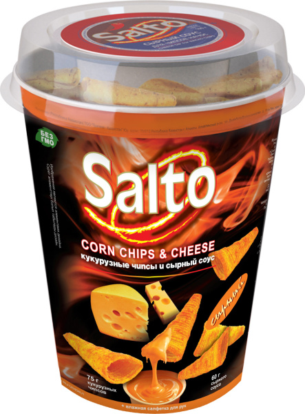 Чипсы Salto "Сыр Начо" кукурузные, 75 г + соус, 60 г - купить с ...