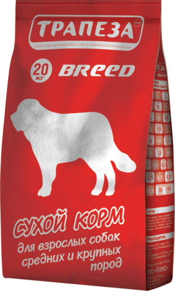 Сухой корм Трапеза Breed для взрослых собак средних и крупных пород 20 ...