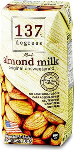 Миндальное молоко 137 Degrees, без сахара, 180 мл 1 шт - купить с ...