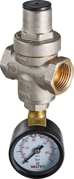 редукторе давления Valtec поршневой, с манометром, от 1 до 5.5 бар, 1/2 ...