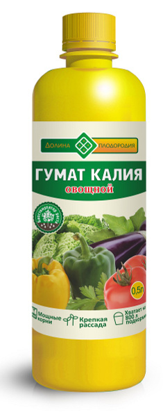 Удобрение Долина Плодородия Гумат калия овощной 0,5л, коричневый ...