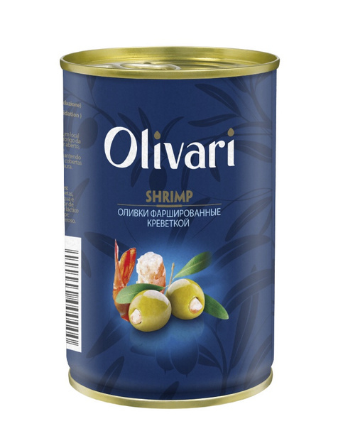 Оливки Olivari зеленые, без косточки, с креветками, 300г - купить с ...