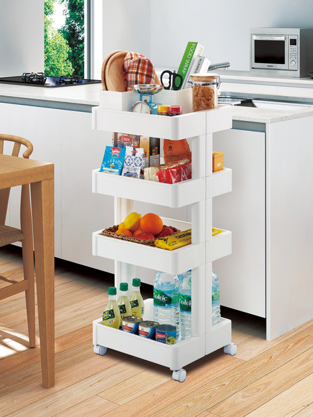 Этажерка на колесах широкая 4 яруса Sanada, F-2591, 39.1х35.7х93.6 см ...