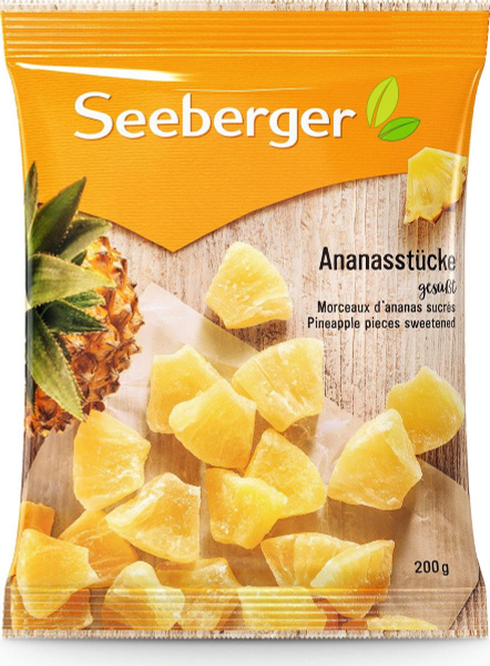 Сухофрукты Seeberger Pineapple pieces Ананас сушеный, кусочки, 200г ...