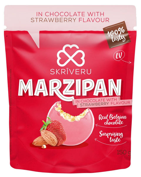 Конфеты Skriveru Марципан в белом шоколаде со вкусом клубники, 150 г ...