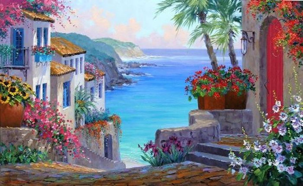 Алмазная мозаика Яркие Грани "Вниз, к морю" (DS156), размер 82х50 см ...