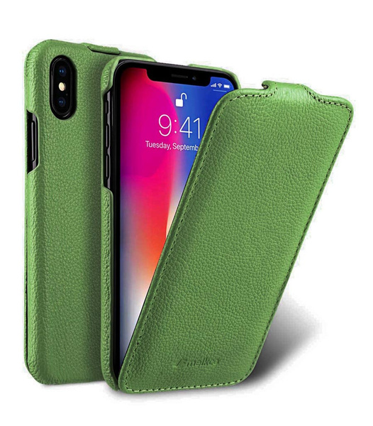 Кожаный чехол флип Melkco для Apple iPhone X/Xs - Jacka Type - зеленый ...