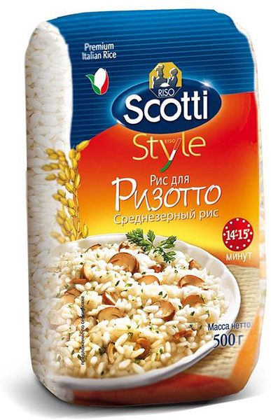 Рис белый Riso Scotti Ризотто, среднезерный, шлифованный, 500 г ...