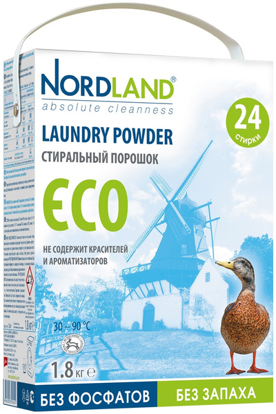 Стиральный порошок Nordland "Eco" для белых и цветных тканей, 1,8 кг ...