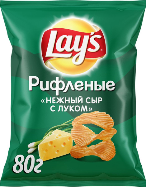 Чипсы Lay's "Нежный сыр с луком рифленые" картофельные, 80 г - купить с ...