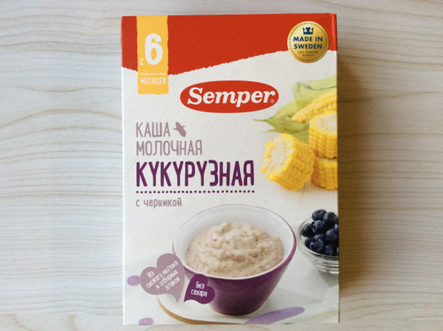 Каша semper молочная кукурузная с черникой