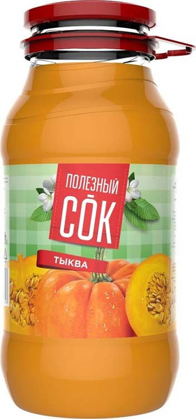 Полезный сок Тыквенный восстановленный с мякотью и сахаром, стекло 1,8л ...