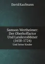 Samson Wertheimer: Der Oberhoffactor Und Landesrabbiner (1658-1724). Und Seine Kinder - David Kaufmann