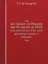 Gli italiani in Polonia dal IX secolo al XVIII. note storiche con brevi cenni genealogici araldici e biogragici - F.F. de Daugnon