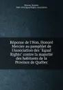 Reponse de l.Hon. Honore Mercier - Honoré Mercier