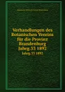 Verhandlungen des Botanischen Vereins. Jahrgang 33 - P.Ascherson, R. Beyer, M. Gürke