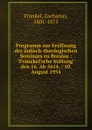 Programm zur Eroffnung des judisch-theologischen Seminars zu Breslau - Zacharias Frankel