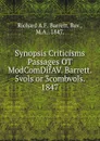 Synopsis Criticisms Passages OT ModComDifAV. Barrett. 5vols or 3combvols. 1847. - Richard A. F. Barrett