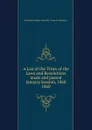 A List of the Titles of the Laws and Resolutions made and passed January Session, 1860. - Maryland General Assembly House of Delegates