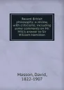 Recent British philosophy - Masson David