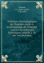 Tablettes chronologiques de l.histoire civile et ecclesiastique de Touraine - Jean-Louis Chalmel