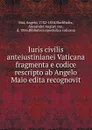 Iuris civilis anteiustinianei Vaticana fragmenta e codice rescripto ab Angelo Maio edita recognovit - Angelo Mai