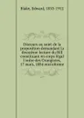 Discours au sujet de la proposition demandant la deuxieme lecture du Bill constituant en corps legal l.ordre des Orangistes, 17 mars, 1884 microforme - Edward Blake