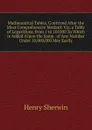 Mathematical Tables, Contrived After the Most Comprehensive Method: Viz. a Table of Logarithms, from 1 to 101000.To Which Is Added (Upon the Same . of Any Number Under 10,000,000 May Easily - Henry Sherwin