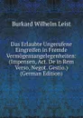 Das Erlaubte Ungerufene Eingreifen in Fremde Vermogensangelegenheiten: (Impensen, Act. De in Rem Verso, Negot. Gestio.) (German Edition) - Burkard Wilhelm Leist