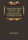 United States Duties On Imports. 1883: Rev., Cor., and Supplemented. Vol. Ii. Complete in Itself - Lewis Heyl