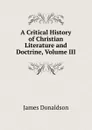 A Critical History of Christian Literature and Doctrine, Volume III - James Donaldson