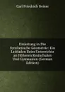 Einleitung in Die Synthetische Geometrie: Ein Leitfaden Beim Unterrichte an Hoheren Realschulen Und Gymnasien (German Edition) - Carl Friedrich Geiser